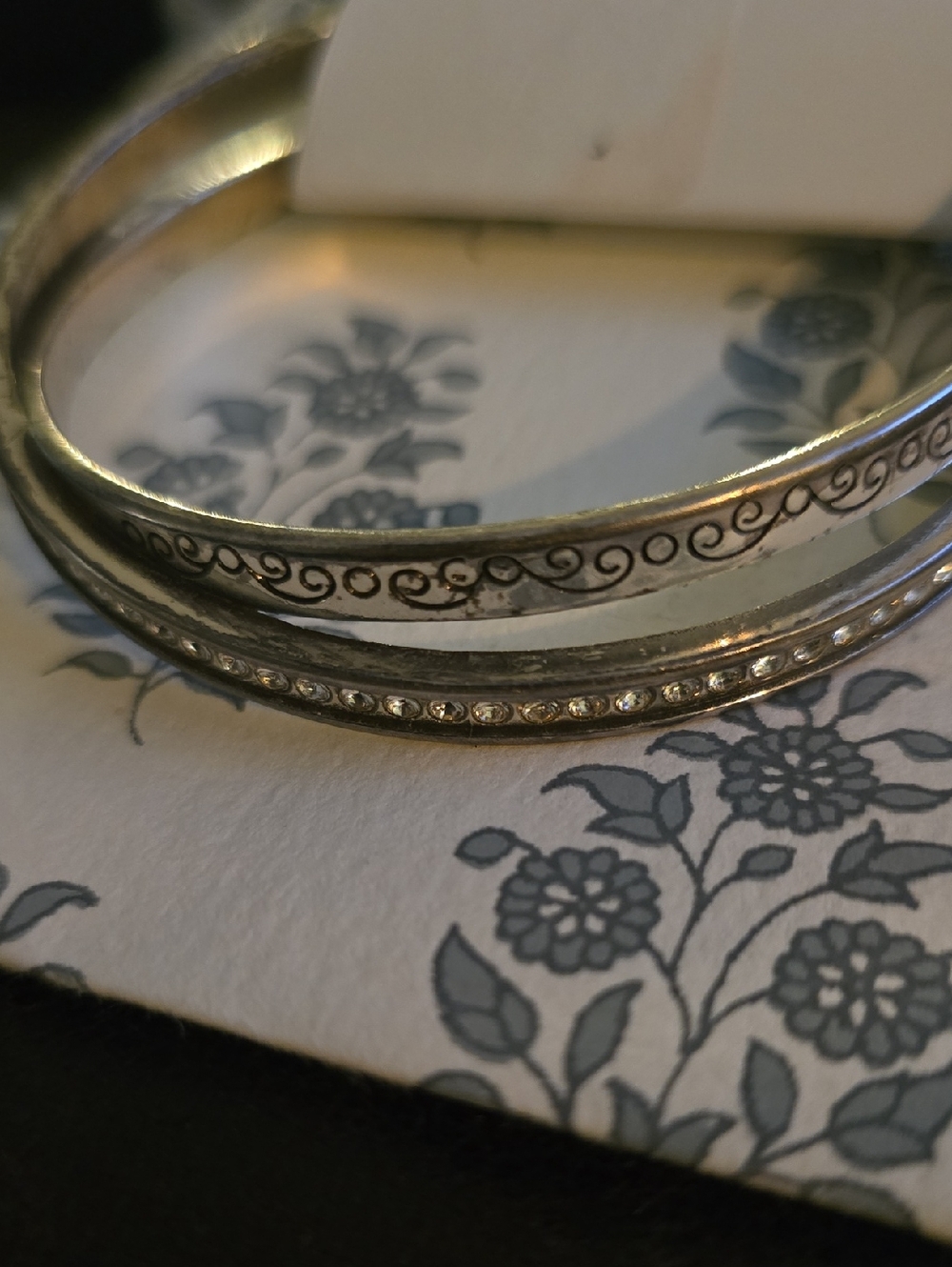 Brighton Silver-Tone Women's Decorative Bangle Bracelets with Crystal Accent
